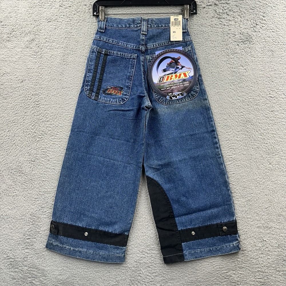 Vintage Lee Pipes Jeans Boys Size XS 23x23  Wide Leg Pockets Baggy Skater Y2K